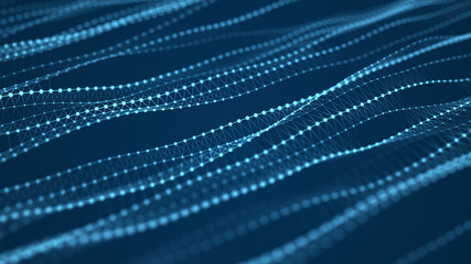 Obraz premium Molecular background with DNA. Network concept with connecting dots and lines. Big data visualization. 3d rendering