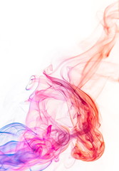 Colored smoke on white background