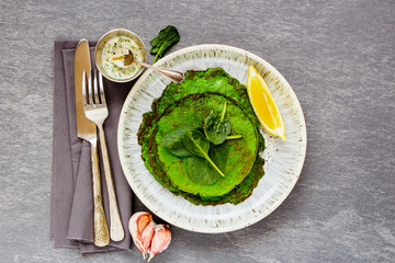 Fresh spinach pancakes