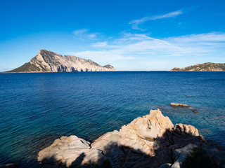 Aerial view of Tavolara Island from Cala Girgolu ,Gallura,Sardinia