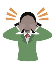 周囲に向かって大声で叫ぶ女子学生