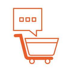 shopping cart market with speech bubble