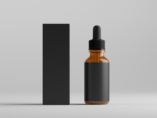 3d render of dropper flacon with blank label