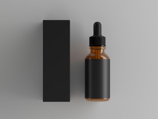 3d render of dropper flacon with blank label