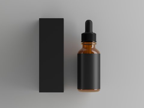 3d render of dropper flacon with blank label