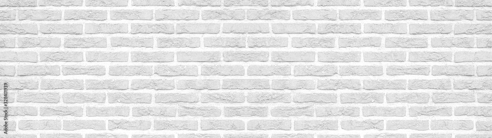 Wall mural White gray light rustic brick wall texture background banner