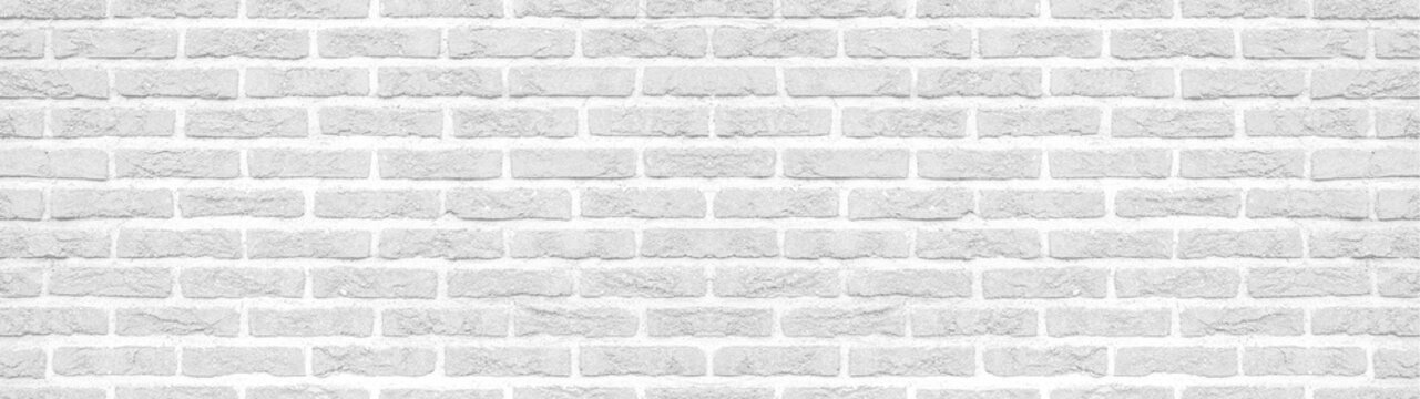 Fototapeta White gray light rustic brick wall texture background banner