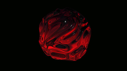 Red liquid sphere. Abstract illustration, 3d rendering.
