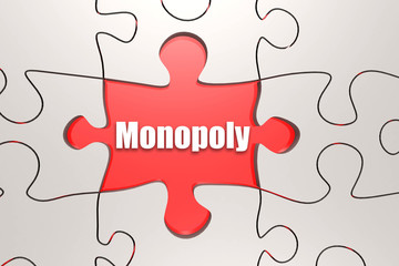 Fototapeta premium Monopoly word on jigsaw puzzle