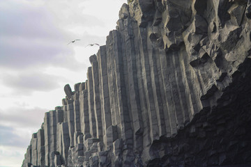 Basalt column formation in Iceland. Background