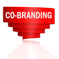 Co-branding word with red curve banner