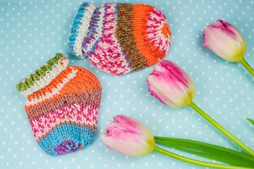 knitted children's socks  .  Soft socks for newborn