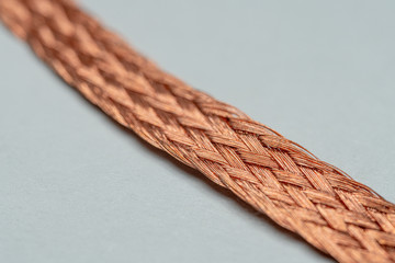 Macro Photo of solder wick or desoldering braid that can be used to remove excess solder from...