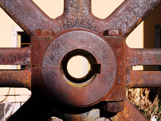 old rusty gears on a black background