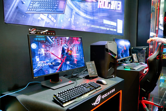 SHENZHEN, CHINA - CIRCA APRIL, 2019: interior shot of Asus ROG Store in Shenzhen. Republic of Gamers is a brand used by Asus.