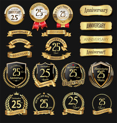 Collection of anniversary golden logotype celebration emblem 