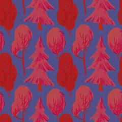 seamless pattern with trees and bushes.  - 328404548