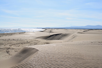 The Amazing sandy beach in Gruissan in the Aude department, France