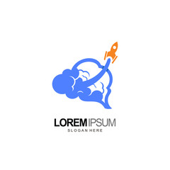 brain logo with fly rocket template