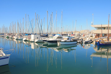 Fototapeta na wymiar Marina of Palavas les flots, a seaside resort of the Languedoc coast, France
