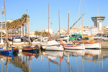 Fototapeta na wymiar Beautiful traditional boats in Palavas les flots, a seaside resort in the south of Montpellier, France