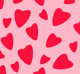 Fototapeta na wymiar Pink red hearts as romantic pattern bckground illustration of love