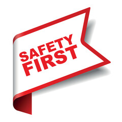 red vector banner safety first