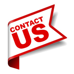 red vector banner contact us