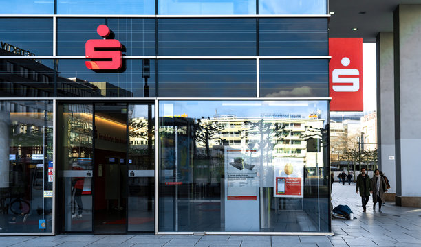 Frankfurt,Germany: Exterior of Sparkasse bank in Frankfurt.Sparkasse is the German Savings Banks Finance Group.
