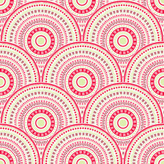 Ethnic circle shapes seamless geometric pattern.