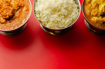 Mild chicken Korma and chicken Tikka Masala with Basmati rice