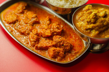 Mild chicken Korma and chicken Tikka Masala with Basmati rice