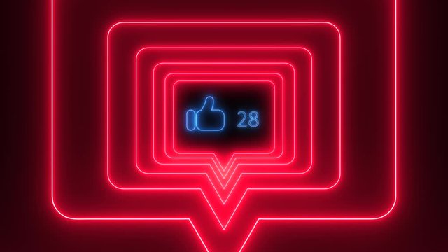 Neon social media like counter over time neon glow social network animation