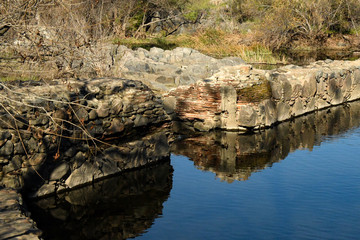 Fototapeta na wymiar Reflection of Old Padre Dam