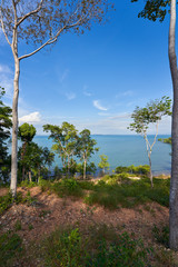 vertical seascape view of koh chang in summer time