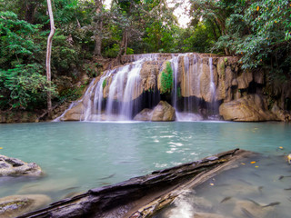 Fototapeta na wymiar Erawan Waterfalls National Park, Thailand