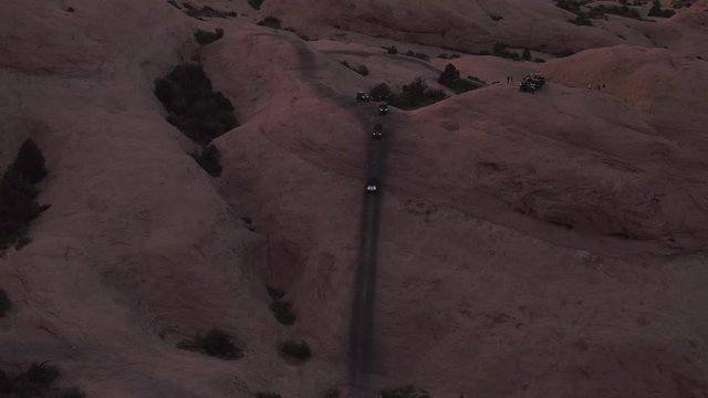 Hells Revenge 4x4 Jeep Trail Sandflats Recreation Area near Moab, Utah U.S.A. Drone Aerial Footage
