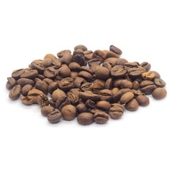 Roasted Coffee beans isolated on white background.