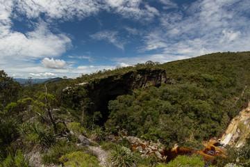 Landscape with mountains and blue sky
