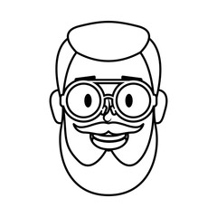 Obraz na płótnie Canvas young man head with beard and eyeglasses