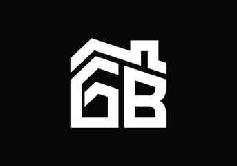 Initial Letter G and B with the roof. Real estate logo design concept.