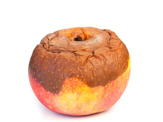 rotten apple on a white background.