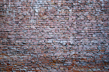 brick wall of old red-brown brick, background