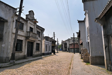 Old buildings on the historic streets of Shanghai, China