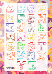 Children's alphabet for printing horizon, format A3 297 x 420