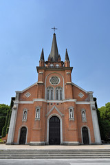 Fototapeta na wymiar The old church in the urban community of Shanghai, China