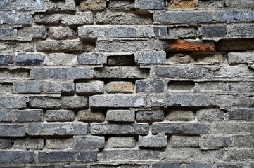 Grey old house brick wall background