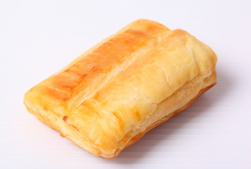 Close up puff pastry on a white background