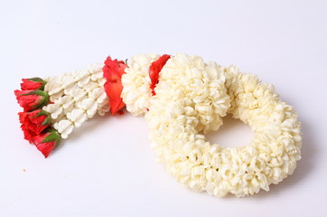 Thai garland colorful flower on white background