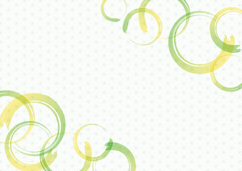 和柄と円　背景　麻の葉　黄緑